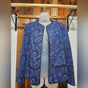 Blevle Blue and Black Patterned Jacket